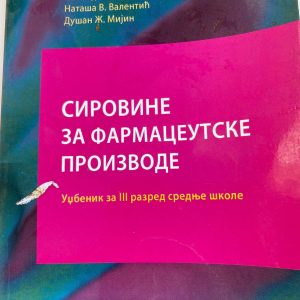 SIROVINE ZA FARMACEUTSKE PROIZVODE  3 ZA TREĆI RAZRED SREDNJE ŠKOLE Autori : Slobodan D . Petrović Nataša V . Valentić Dušan Ž . Mijin Izdavač : Zavod ( Z U N S )